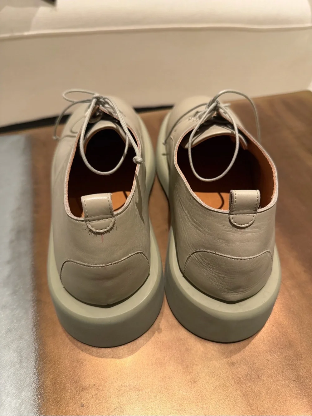 Men's Derby Shoe in Light Beige Leather
